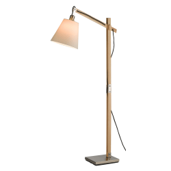 Adesso® Walden Floor Lamp, 61"H, White Shade/Brushed Steel Base