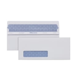 Office Depot® Brand #10 Lift & Press™ Premium Security Envelopes, Left Window, Self Seal, 100% Recycled, White, Box Of 500