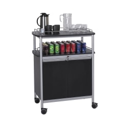 Safco® Mobile Beverage Cart, 43"H x 33 1/2" W x 21 3/4" D, Black/Silver