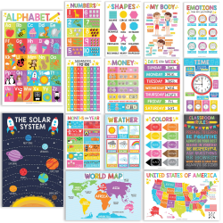Hadley Designs Laminated Posters, Colorful Preschool Educational For Toddlers, Set Of 16