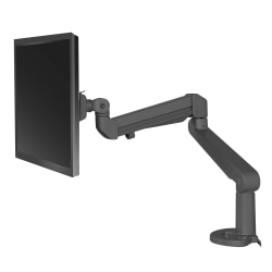 Fellowes® Edge Adjustable Single Monitor Arm For Monitors Up To 17.6 Lb, BIFMA, Black