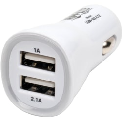 Tripp Lite Dual USB Tablet Phone Car Charger High Power Adapter 5V / 3.1A 15.5W - Car power adapter - 3.1 A - 2 output connectors (USB) - white