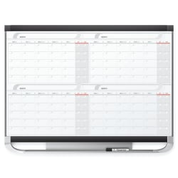 Quartet® Prestige™ 2 Magnetic 4 Month Calendar Dry-Erase Whiteboard, 36" x 24", Aluminum Frame With Graphite Finish