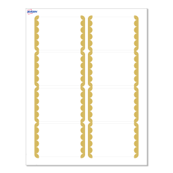 Avery® Adhesive Name Badges, S00-EY3-PRFNB10, Rectangle, 2-1/3" x 3-3/8", Matte White, Preprinted Gold Dots Edge Design, Pack Of 80