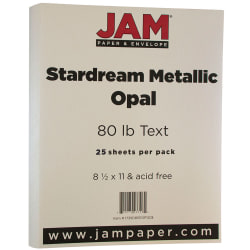 JAM Paper® Color Multi-Use Card Stock, Opal Ivory Stardream, Letter (8.5" x 11"), 80 Lb, Pack Of 25