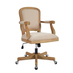 Linon Gail Fabric Mid-Back Home Office Chair, Natural/Rustic Brown