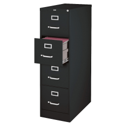 Lorell® Fortress 26-1/2"D Vertical 4-Drawer Legal-Size File Cabinet, Black