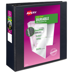 Avery® Durable View 3-Ring Binder, 4" D-Rings, Black