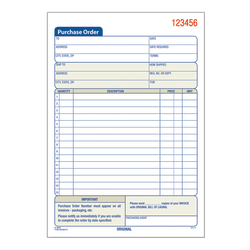 Adams® Carbonless Purchase Order Book, 5 9/16" x 8 7/16", 2-Part, 50 Set Pad