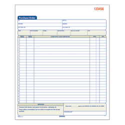 Adams® Carbonless Purchase Order Book, 8 3/8" x 10 11/16", 3-Part, 50 Set Pad