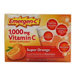 Emergen-C Vitamin C Drink Mix, 1,000 mg, Orange, Pack Of 30 Packets