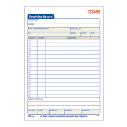 Adams® Carbonless 2-Part Receiving Record Book, 5 9/16" x 8 7/16", Book Of 50 Sets