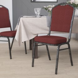 Flash Furniture HERCULES Series Crown Back Stacking Banquet Chair, Burgundy Pattern/Silvervein