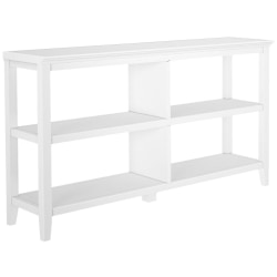 New Ridge Home Goods 30-1/4"H 3-Tier Low Wooden Bookcase, White