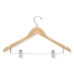 Honey Can Do Wood Suit Hangers With Clips, 17-9/16" x 10-1/16", Maple, Pack Of 12 Hangers