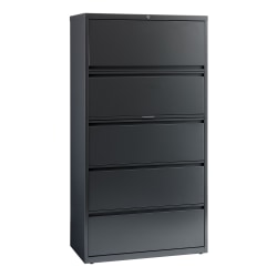 WorkPro® 19"D Lateral 5-Drawer File Cabinet, Charcoal