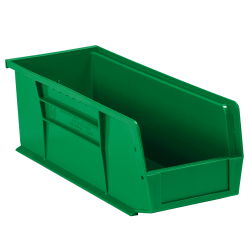 Partners Brand Plastic Stack & Hang Bin Boxes, Small Size, 14 3/4" x 5 1/2" x 5", Green, Pack Of 12