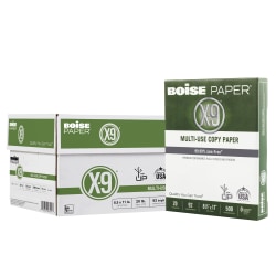 Boise® X-9® Multi-Use Print & Copy Paper, Letter Size (8 1/2" x 11"), 92 (U.S.) Brightness, 20 Lb, White, 500 Sheets Per Ream, Case Of 10 Reams