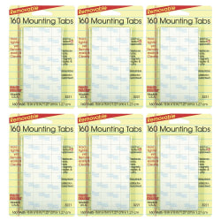 Magic-Mounts Removable Mounting Tabs, 1/2" x 1/2", 160 Per Pack, Set Of 6 Packs