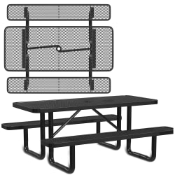 Leisure Craft Rectangle Outdoor Picnic Table, 29-11/16"H x 72"W x 62"D, Black