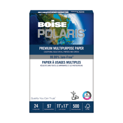 Boise® POLARIS® Premium Multi-Use Printer & Copier Paper, Ledger Size (11" x 17"), Ream Of 500 Sheets, 92 (U.S.) Brightness, 24 Lb, FSC® Certified, White