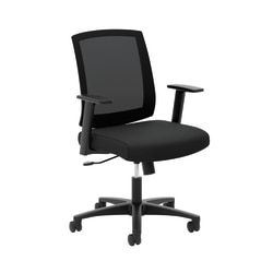 HON® Torch Task Chairs, Mesh Back, Fixed Arms, Black Seat, Fabric