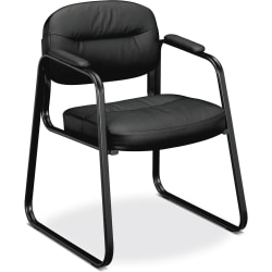 HON® Basyx SofThread™ Bonded Leather Guest Chair, Black