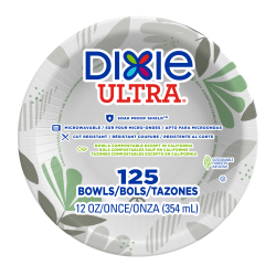 Dixie Ultra® Heavy-Weight Paper Bowls, 12 ounce, Pathways® Design, 1,000 Count (125 Bowls per Pack, 8 Packs per Case)