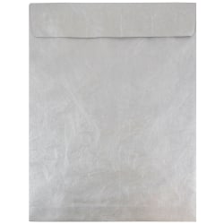 JAM Paper® Tyvek® Open-End Envelopes with Peel & Seal Closure, 11-1/2 x 14-1/2", Silver, Pack Of 25 Envelopes
