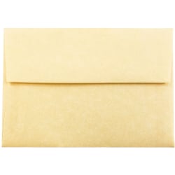 JAM Paper® Booklet Envelopes, #4 Bar (A1), Gummed Seal, 30% Recycled, Antique Gold, Pack Of 25
