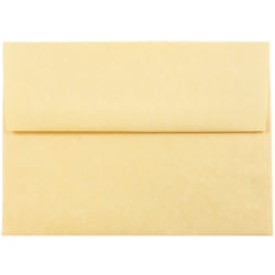 JAM Paper® Parchment Booklet Invitation Envelopes, A6, Gummed Seal, 30% Recycled, Antique Gold, Pack Of 25