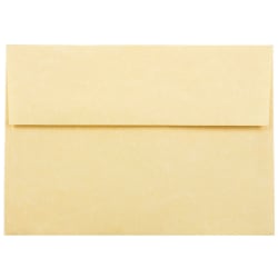 JAM Paper® Parchment Booklet Invitation Envelopes, A7, Gummed Seal, 30% Recycled, Antique Gold, Pack Of 25