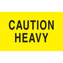 Preprinted Special Handling Labels, DL2101, "Caution Heavy", 5" x 3", Bright Yellow, Roll Of 500