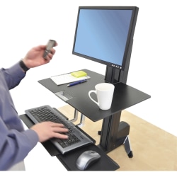 Ergotron® WorkFit-S Sit-To-Stand Workstation, Single HD, Black