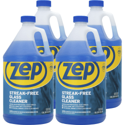 Zep® Streak-Free Liquid Glass Cleaner, 128 Oz Bottle, Blue, Box Of 4