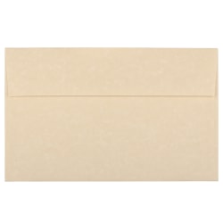 JAM Paper® Parchment Booklet Invitation Envelopes, A10, Gummed Seal, 30% Recycled, Brown, Pack Of 25
