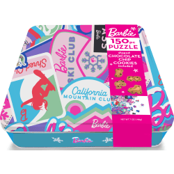 Original Gourmet Food Co. Barbie™ Puzzle Tin, 150 Ct Puzzle, 7 Oz Chocolate Chip Cookies