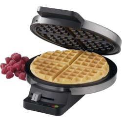 Cuisinart™ Classic Round Waffle Maker, 3-5/16"H x 7-13/16"W x 9-7/16"D, Gray