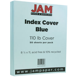 JAM Paper® Card Stock, Vellum Bristol Blue, Letter (8.5" x 11"), 110 Lb, Pack Of 50
