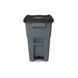 Rubbermaid® Commercial BRUTE® Rectangular Polyethylene Rollout Bin, Step-On, 50 Gallons, Gray