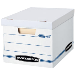 Bankers Box® Stor/File™ Standard-Duty Storage Boxes, Letter/Legal Size, 15" x 12" x 10", White/Blue, Case Of 12 - 00703
