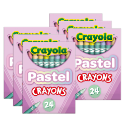 Crayola Pastel Crayons, 3-5/8", Assorted Colors, 24 Crayons Per Pack, Bundle Of 6 Packs