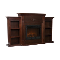 SEI Furniture Tennyson Electric Fireplace With Built-In Bookcases, 42 1/4"H x 70 1/4"W x 14"D, Espresso