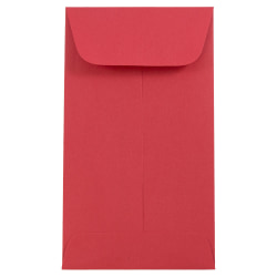 JAM Paper® Coin Envelopes, #6, Gummed Seal, 30% Recycled, Red, Pack Of 50 Envelopes