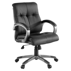 Lorell® Manager Bonded Leather Swivel Chair, Black