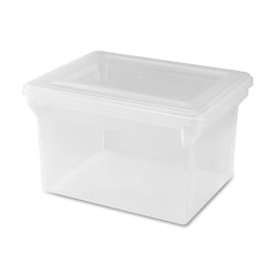 Lorell® Storage File Box With Lift-Off Lid, Letter/Legal Size, 18" x 11" x 14 3/16", Clear