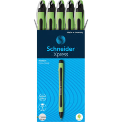 Rediform Schneider Xpress Premium Fineliner Pens, Fine Point, 0.8 mm, Black/Green Barrel, Black Ink, Pack Of 10 Pens