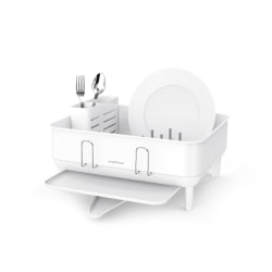simplehuman Steel Frame Dish Rack, 7-1/2"H x 15"W x 15-1/2"D, White