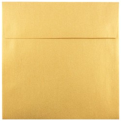 JAM Paper® Square Stardream Metallic Envelopes, 6" x 6", Gummed Seal, Gold, Pack Of 25