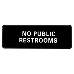 Alpine No Public Restrooms Signs, 3" x 9", Black, Pack Of 15 Signs